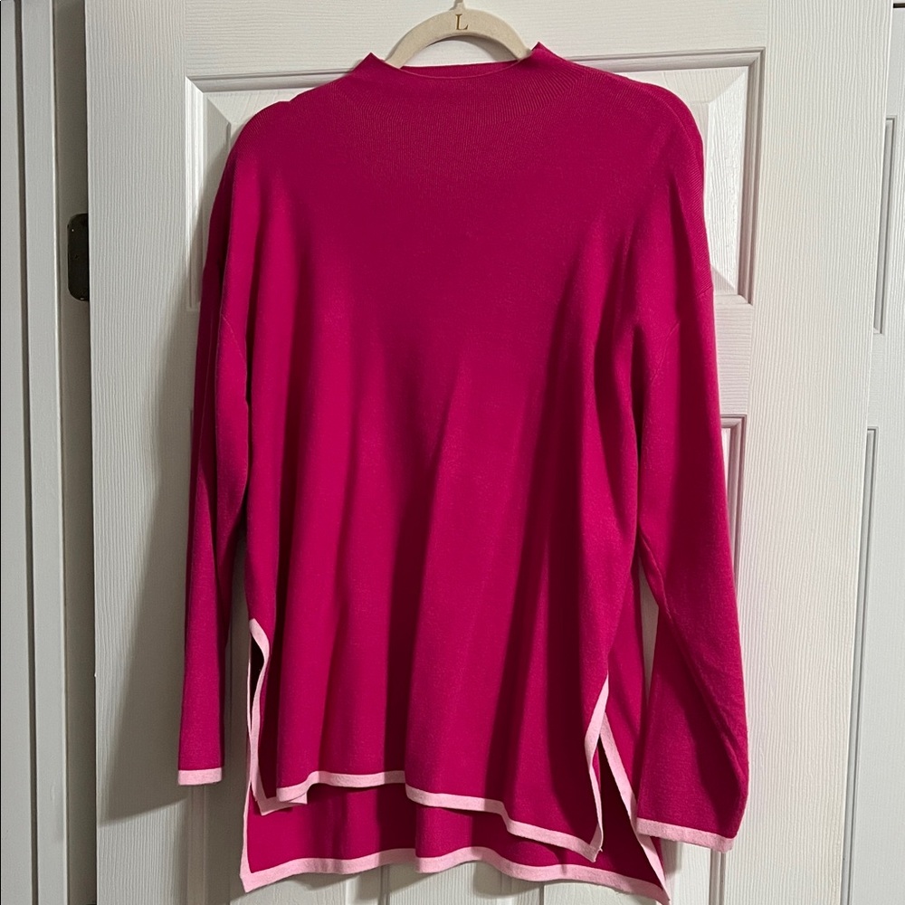 Crown & Ivy Pink Long Sleeve Mock Neck Sweater with Side Slits Size Medium